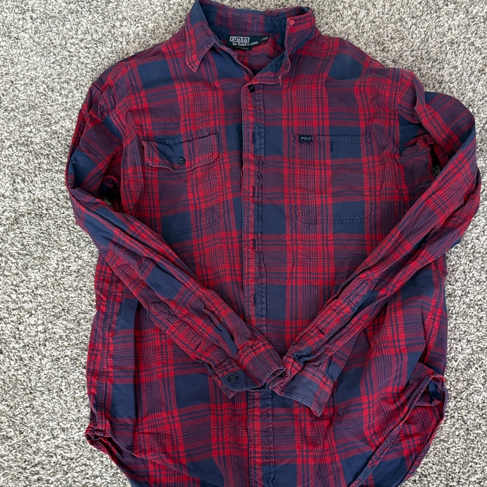 Polo by Ralph Lauren Red and Navy Plaid Button-Down Shirt